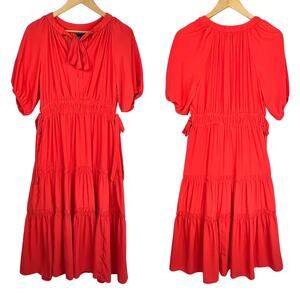 Scoop Coral Ruffle Tiered Dress S